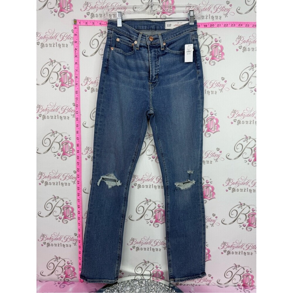 GAP Skinny Jeans in Dark Blue with Knee Distressing vintage slim high rise